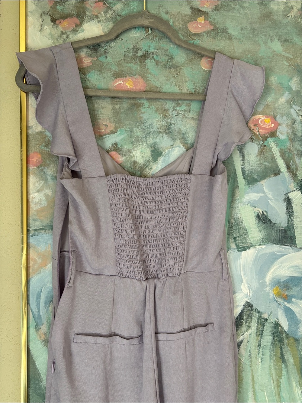 Lavender Ruffle-Sleeve Jumpsuit - Picture 2 of 2